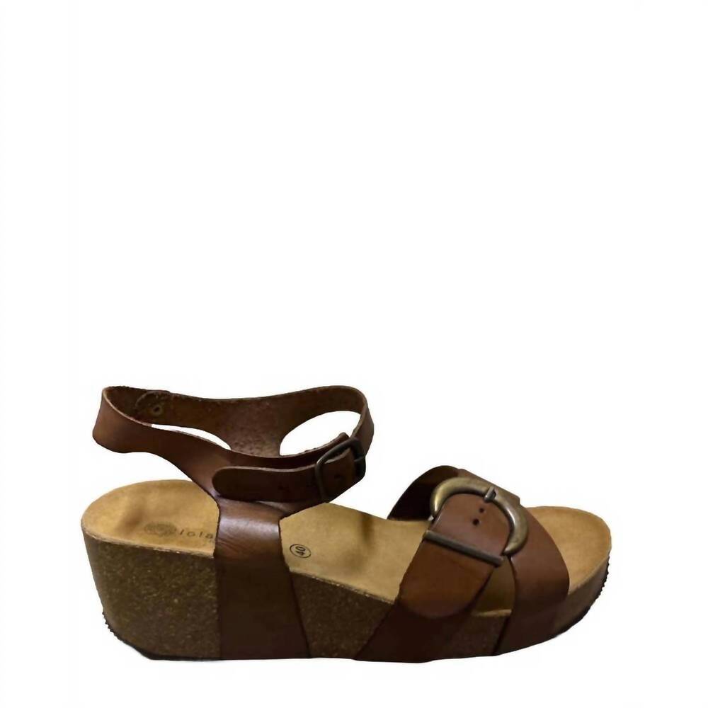 NEW ERIC MICHAEL omen's retro wedge sandals in brown
